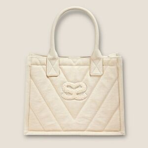 SANDRO Kasbah Quilted Canvas Tote Bag In Ecru. NWT #1549